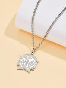 男女新款時尚個性化不鏽鋼項鍊,情侶吊墜設計 - 銀色 - 查看 2