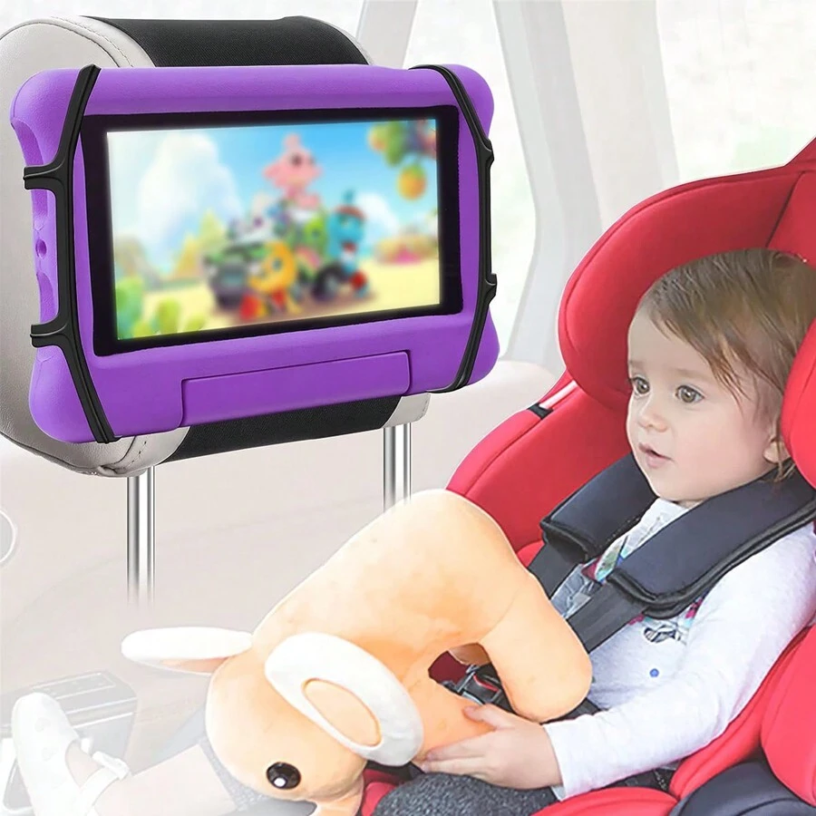 車平板電腦支架,兒童平板電腦支架適用於車後座,適用於iPad支架適用於車可調角度,適用於iPad車安裝矽支架適用於全部英寸火 - 黑色 - 查看 1