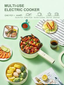 Reemix Hot Pot Electric With Steamer, 1.6L(54.11oz) Ramen Cooker Non-Stick Sauté Pan For Steak, Egg, Fried Rice, Ramen, Oatmeal, Soup, Portable Personal Hot Pot Perfect Suit For Dorm Room And Apartment - 米色 - 查看 7