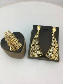 5入組優雅豪華金色項鍊和耳環套裝,適用於新娘婚禮珠寶裝飾禮物