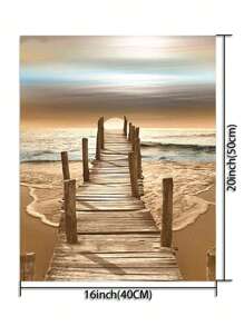 40*50cm Fashionable Digital Oil Painting Of Beach Wooden Bridge - Beige - View 3