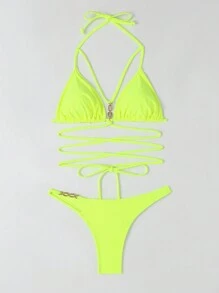 Women Bikini Sets - 黃色 - 查看 3