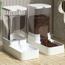 大容量白色透明自動寵物餵食器和飲水器,適用於貓和狗 - 白色 - 查看 2