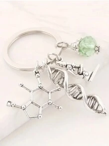 Microscope And DNA Double Helix Keychain Science Gift For Laboratory Technologist/Students/Teachers DNA Double Helix Charm Microscope Charm Keychain Chemistry Biology Gift Keychain Graduation Gift 3D DNA Double Helix Necklace Silver Gift Gift Accessories Decor Key Chain Charms Car Accessories Keyrings Thank You Gifts Teacher Accessories