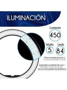 14 Pulgadas Aro De Luz Led Tripie  Soporte Celular Foto Video (Grande) - Blanco - Ver 10