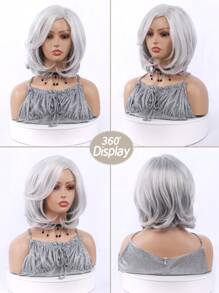 amir hair Ngắn Dợn sóng Tóc giả Bóng Màu xám Hỗn hợp Trắng Quăn Bob Tóc giả Đối với phụ nữ Cằm Chiều dài Xám Nhiều lớp Dợn sóng Bob Tóc giả Tóc mái Vẻ ngoài Tự nhiên Tóc giả tổng hợp Đối với Quý cô Hằng ngày Hóa trang Tóc Tóc giả - Màu Xám nhạt - Xem 8