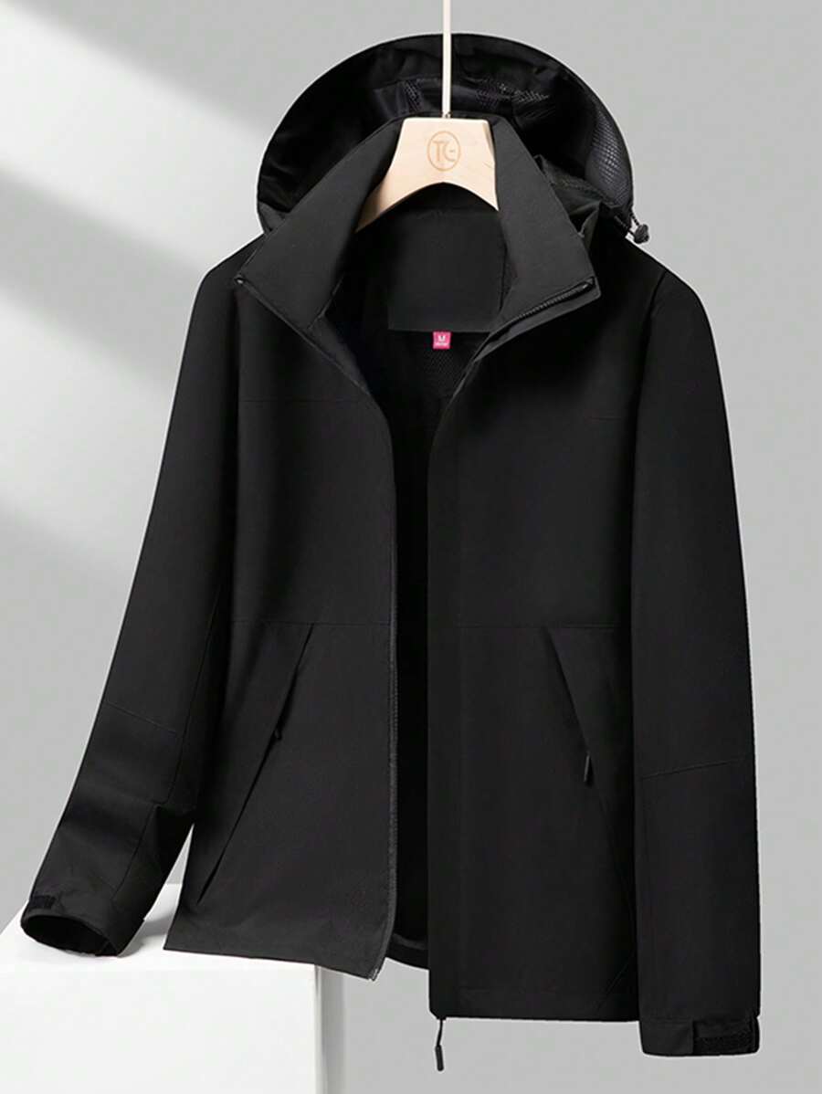 女士對比軟殼夾克 - 黑色 - 查看 1