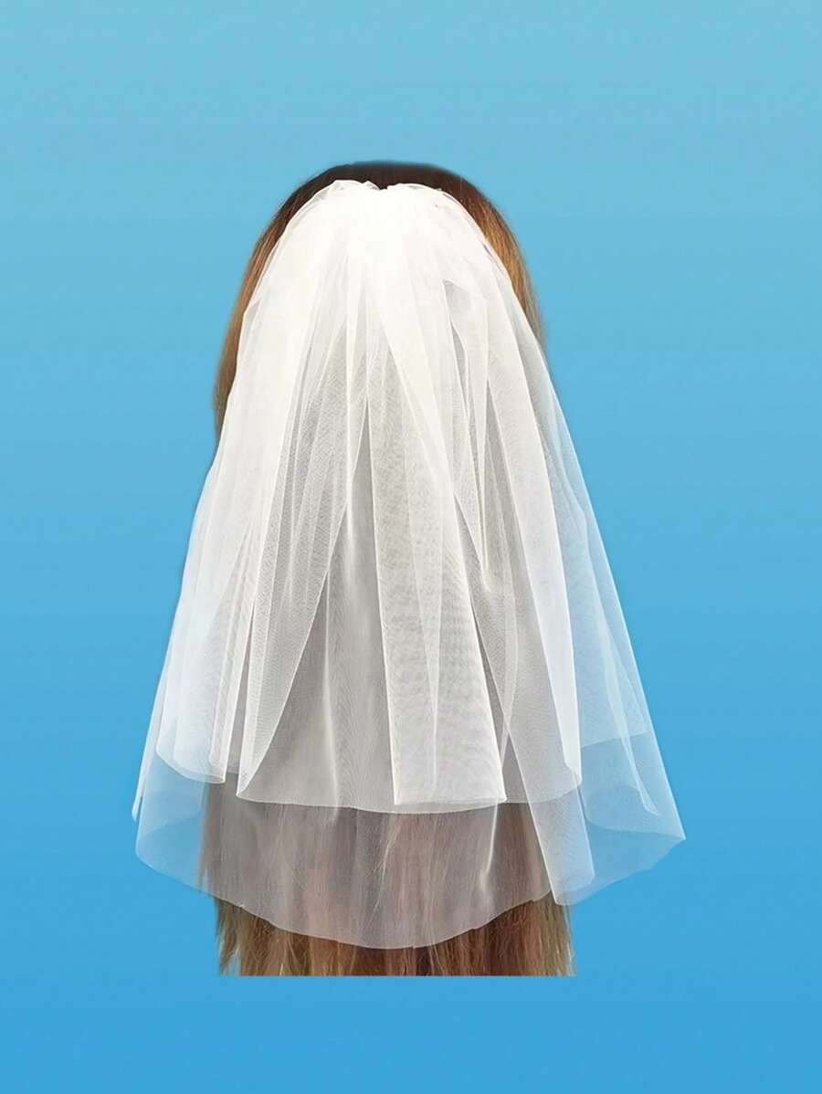 1 mạng che mặt cô dâu ngắn cho nữ - trắng - Xem 1