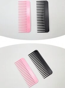 2pcs Women's Multi-Color Hair Smooth Comb Flat Comb, Anti-Knot Portable Wide Teeth Hair Comb, Suitable For Daily Use ,Hair Styling Tools Hair Accessories - Multicolor - View 4