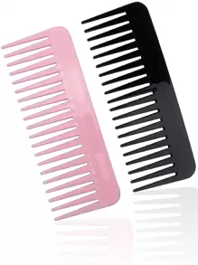 2pcs Women's Multi-Color Hair Smooth Comb Flat Comb, Anti-Knot Portable Wide Teeth Hair Comb, Suitable For Daily Use ,Hair Styling Tools Hair Accessories - Multicolor - View 1
