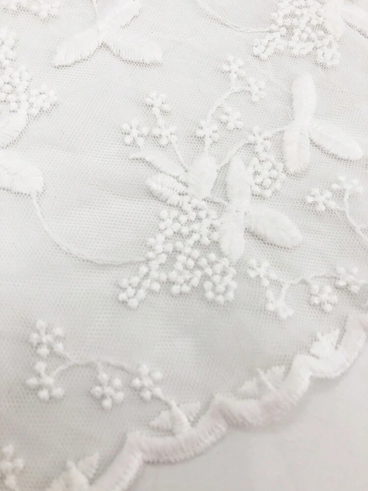 1 יחידה סקאלופ קצץ צעיף רקמת תחרה עטיפת ראש לקישוט בנדנה, רצועת שיער, סרט ראש אידיאלי להלבשת המראה שלך יום האהבה - לבן - ראה 5