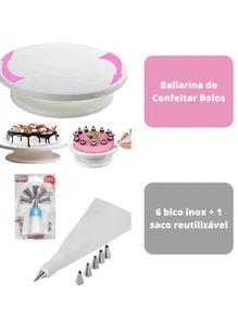 Kit Confeitaria Profissional Bailarina Giratória Raspadores Nivelador de Bolo Bico de confeitar Saco de confeitar