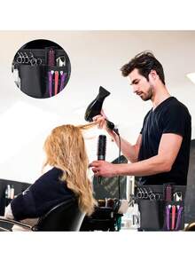 美髮剪刀包,適合美髮師、髮型師、附剪刀的腰包、小袋、收納 - 黑色 - 查看 3