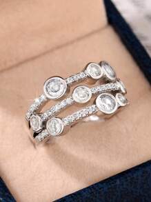 1 PC Elegant Cubic Zirconia Ring For Women For Wedding Engagement Party Jewelry Valentine's Day Gift,Mom,Mother,Mother's Day,Gift