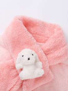 Annil 少女服飾，舒適美觀的絨毛家居服套裝，冬季保暖厚實褲子粉色 - 粉色 - 查看 5