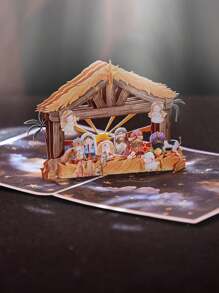 1入組北方和郵箱彈出式卡,聖誕賀卡,週年紀念日卡,聖誕禮品,北方卡 - 彩色 - 查看 2