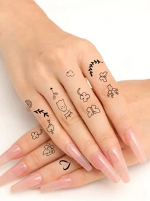 4 張手指刺青臨時水轉印刺青貼紙 Diy 人體藝術男士女士 - 黑色 - 查看 6