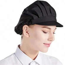 1pc Black Chef Cap, Anti-dust, For Kitchen, Workshop, Catering, Food Factory, Canteen And More - Black - View 9