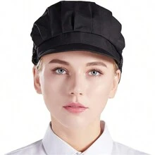 1pc Black Chef Cap, Anti-dust, For Kitchen, Workshop, Catering, Food Factory, Canteen And More - Black - View 3