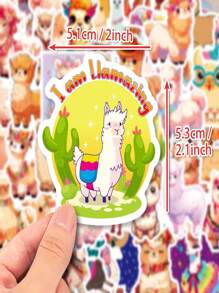 50pcs/Pack Cartoon Llama Cute Animal Pvc Sticker. Suitable For Children's Luggage, Skateboards, Water Bottles, Computers - Healing Sticker - Multicolor - View 2