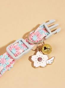 Colorful Lace Heart Necklace - Pink - View 4