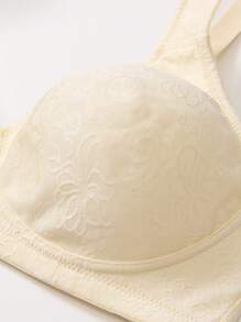 Plus Floral Pattern Wireless Bra - Apricot - View 9