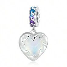 WOSTU 心型珠寶系列1入組925純銀心型魅力珠寶吊墜,適用於原創diy手鏈和項鍊,女士精品珠寶 - 銀色 - 查看 20