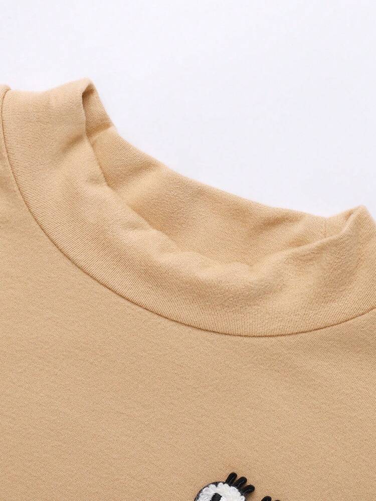 Annil 青少年男童秋冬季莫代爾長袖透明中領衫卡其色 - 卡其色 - 查看 3