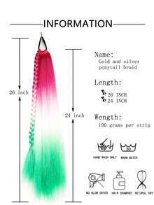女士假日派對24英寸閃亮編織金屬線混色合成假髮頭髮配件24英寸100克