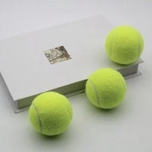 3pcs/Pack Fluorescent Yellow High Elasticity Tennis Ball For Match/Game Training, Made Of Fiber & Rubber; Suitable For Beginners And Outdoor Sports Training - Lime Green - View 2