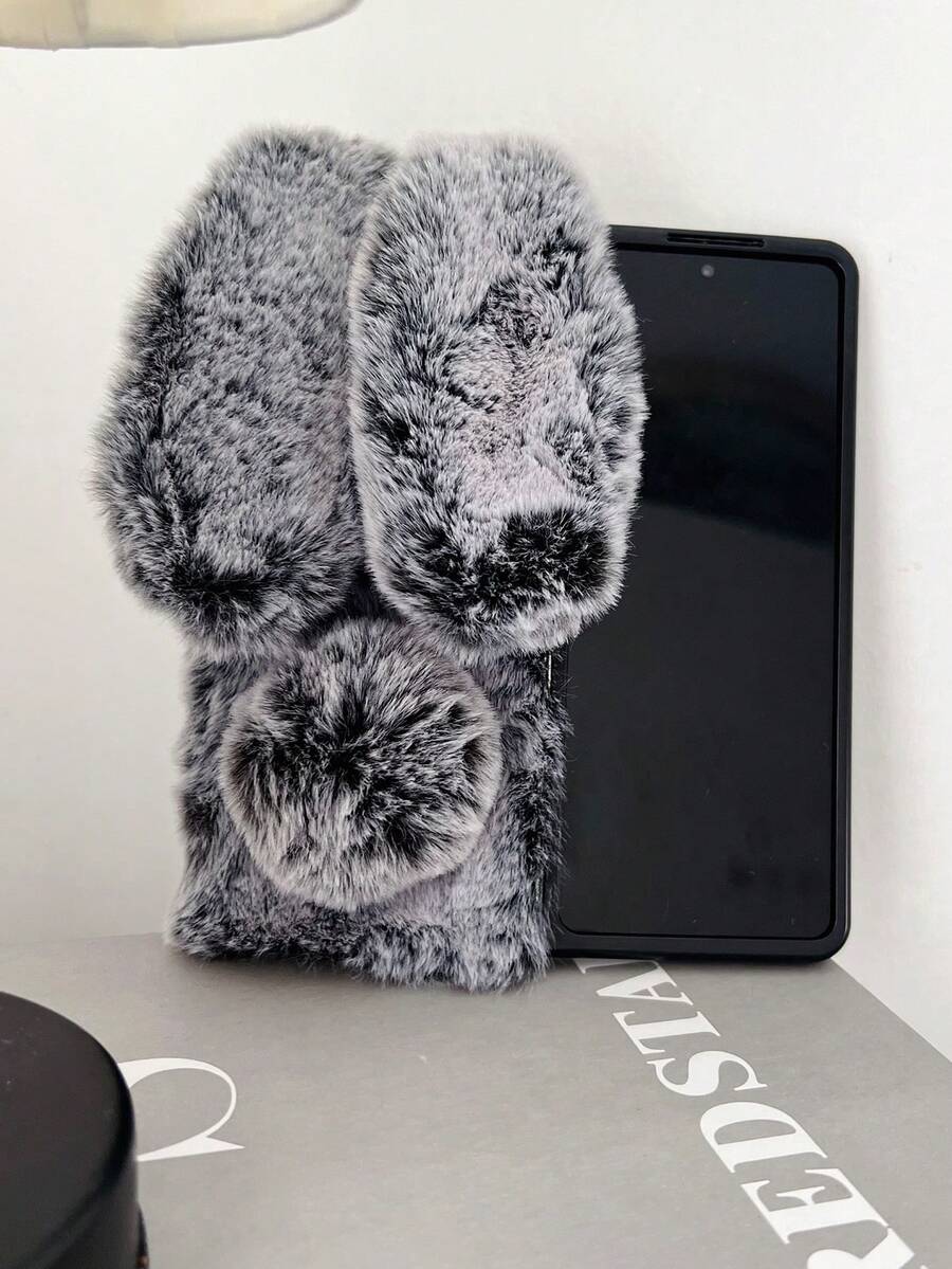 兔子設計抗摔手機殼，適用於三星Z Flip 5英寸 - 灰色 - 查看 1