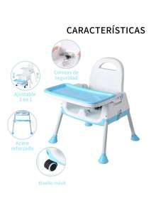 Silla Periquera Alta Para Bebe Ajustable 3 En 1 Reforzada - Azul - Ver 2