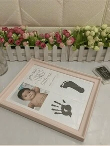 1 件白色婴儿手印和脚印套装带相框，适合新生儿和婴儿，是婴儿洗礼、生日、洗礼礼物、婴儿洗礼复活节礼物的完美回忆纪念品，适合女孩/男孩 - 白色 - 查看 3