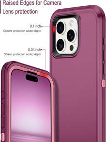Burgundy 3-Layer Full Body Heavy Duty Protective Case Compatible With Apple, Made Of Tpu+Pc Material, Shockproof/Dustproof/Anti-Drop - Burgundy - View 2