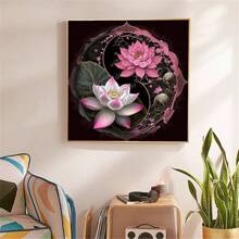 1入組全圓形鑽石繪畫太極荷花家居裝飾馬賽克花牆藝術 - 彩色 - 查看 1