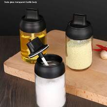 1個家庭廚房一體式調味瓶,防漏防潮集裝箱,適用於蜂蜜、草藥和香料,玻璃密封油存儲容器套裝,帶有小透明瓶的油罐 - 調味瓶 - 查看 8