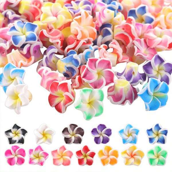 10/30/50/80 pièces Fleurs en argile polymère aléatoire de 12 mm de diamètre mignonnes pour bracelets, colliers, boucles d'oreilles, fabrication de bijoux, artisanat et cadeaux