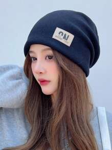 可愛針織帽子，適用於秋冬季節，保暖頭巾，韓國風格針織水桶帽（深藍色） - 藏蓝色 - 查看 1