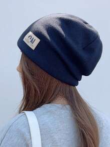 可愛針織帽子，適用於秋冬季節，保暖頭巾，韓國風格針織水桶帽（深藍色） - 藏蓝色 - 查看 2