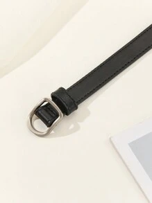 1條男士d形針扣pu皮革腰帶,光滑飾面,適合牛仔褲和日常穿著