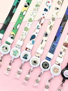 1 pieza de carrete retráctil de cordón de insignia de dibujos animados lindo para estudiantes para prevenir la pérdida de tarjeta de identificación