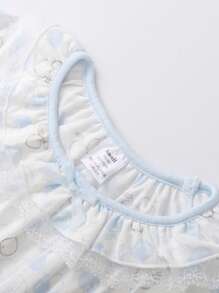 Annil 青少年女孩連袖Modal連衣裙公主睡衣居家服白色 - 白色 - 查看 4