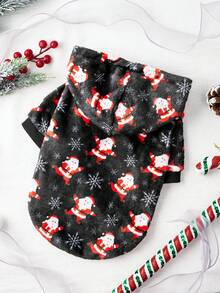 PETSIN 1件寵物連帽衛衣,有馴鹿和聖誕老人圖案 - 彩色 - 查看 2