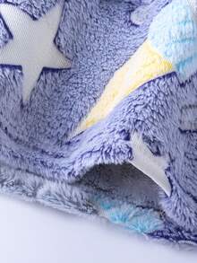 1pc Kids Glow In The Dark Hooded Blanket Sweatshirt With Pocket, Warm Flannel Unicorn Blanket Sweater - Space Planet - View 7