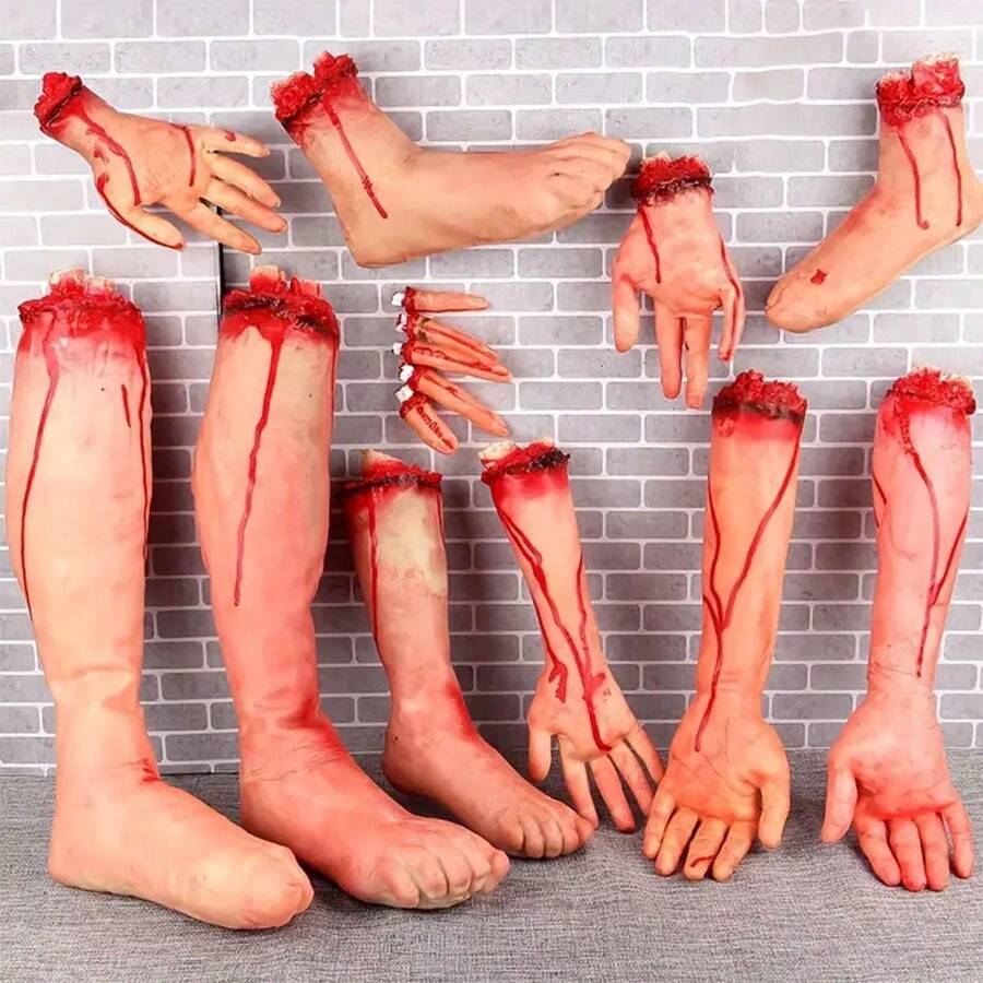 Halloween Horror Prank Props - Fake Hand Foot Brain Set For Halloween Party Decoration And Prank 1pc - Burgundy - View 1
