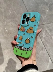 1個卡通毛豬泡溫泉圖案手機殼 - 彩色 - 查看 2