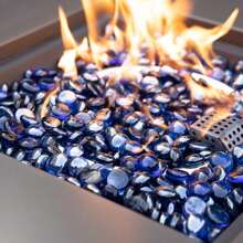 Onlyfire 10 lb Fire Glass Beads for Propane Fire Pit, Vase & Aquarium, 1/2'' Reflective Firepit Glass Rocks for Gas Fireplace and Fire Pit Table - Royal Cobalt Blue Luster - View 4