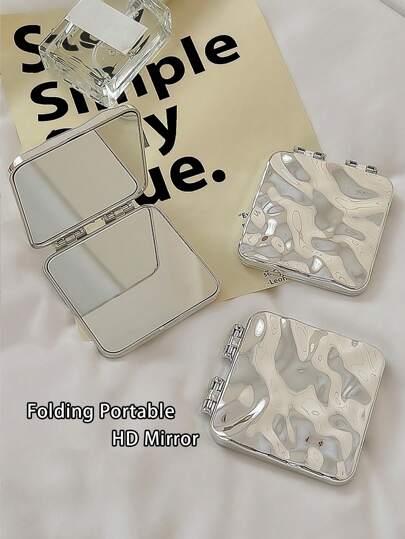 1pc Portable Double-Sided Small Mirror, Corrugated Mirror Surface, Stylish And Simple, Suitable For Carrying Around And Using At Home Y2K-Style Cosmetic Mirror, Compact Vanity Mirror, Pocket Mirror, Small Mirror, Living Room Home Bedroom Bathroom House Decor, Travel Stuff, Wedding, Party, Birthday, Gifts For Men Mom Dad Best Friends Teacher Makeup Tools, Cheap Stuff, Gifts, Gifts Christmas Gifts