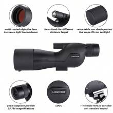 1 Miếng Đen 25-75x60 HD Phạm vi Với Giá ba chân , Mang Cái túi Và Phạm vi Điện thoại Bộ chuyển đổi - BAK4 180 Độ Góc cạnh Phạm vi Đối với Chim , Động vật hoang dã Phong cảnh Sự quan sát - màu đen - Xem 3