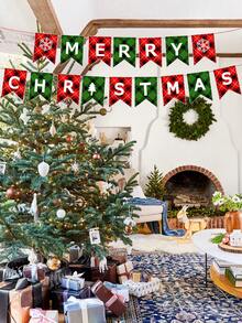 1 Biểu ngữ Giáng sinh vui vẻ, Biểu ngữ treo giấy đỏ xanh, Biểu ngữ Giáng sinh ông già Noel, người tuyết, dùng để trang trí lò sưởi trong nhà ngoài trời và trang trí tiệc - Nhiều màu - Xem 4